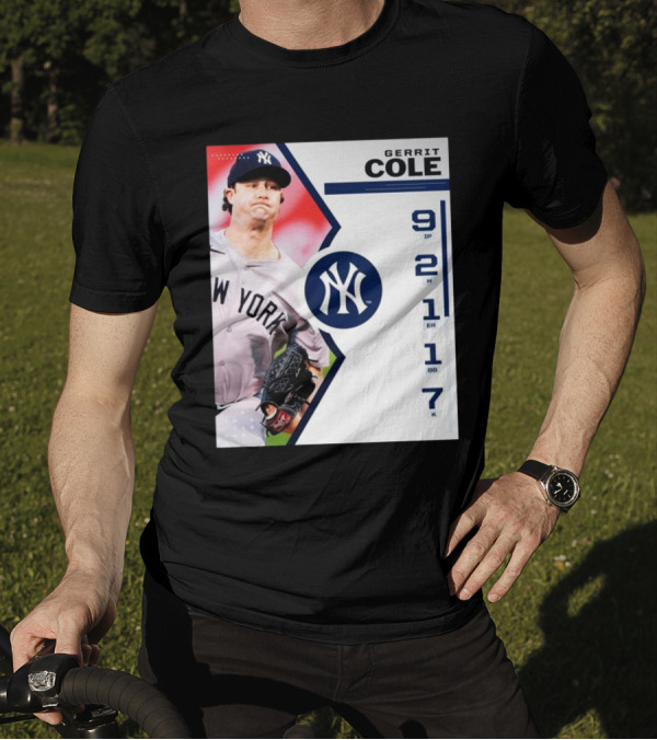 Gerrit Cole New York Yankees Pitching Performance 9 IP 2 H 1 ER 1 BB 7 K T-Shirt