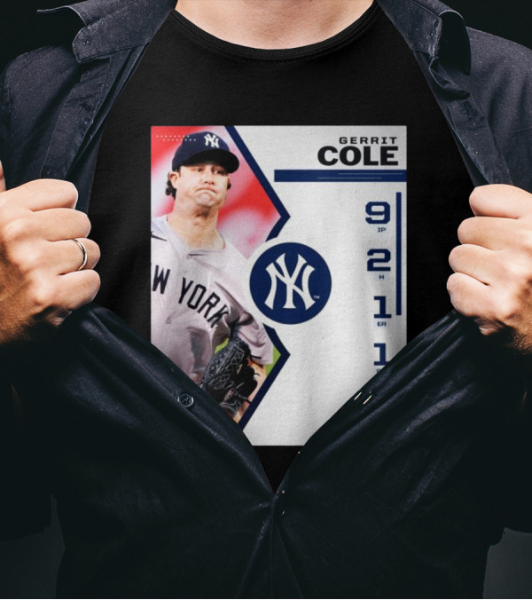 Gerrit Cole New York Yankees Pitching Performance 9 IP 2 H 1 ER 1 BB 7 K T-Shirt
