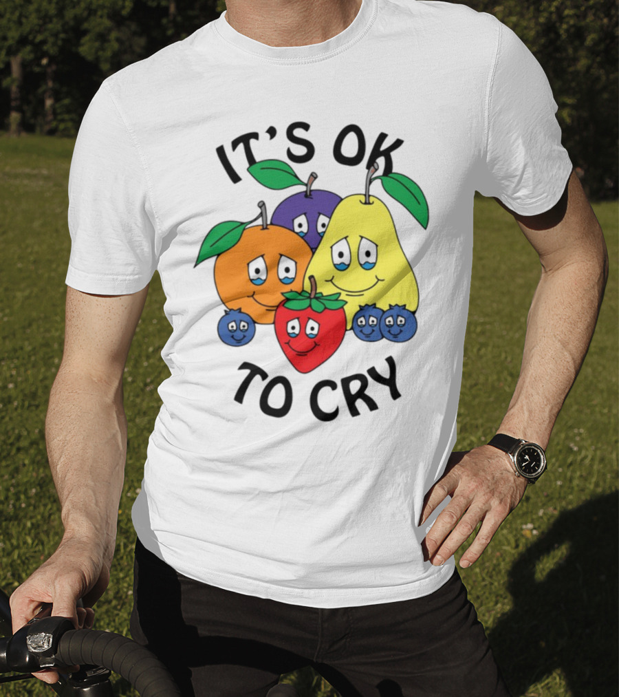 Chnge Fruits It's Ok To Cry With Smiling Cartoon Fruit Faces T-Shirt