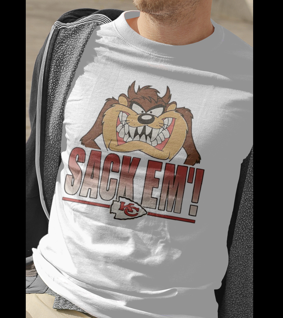 Looney Tunes Taz Kansas City Chiefs Sack 'Em KC T-Shirt