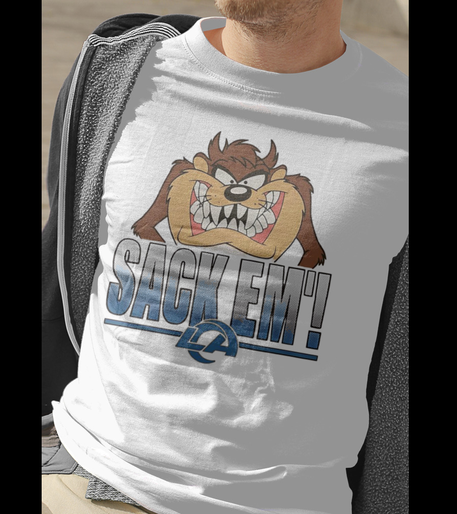 Looney Tunes Taz Sack Em LA Los Angeles Rams T-Shirt