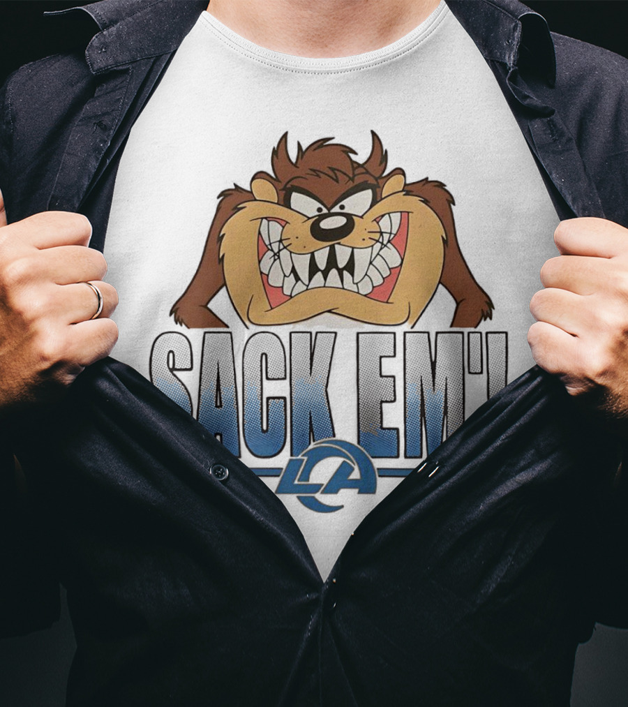 Looney Tunes Taz Sack Em LA Los Angeles Rams T-Shirt