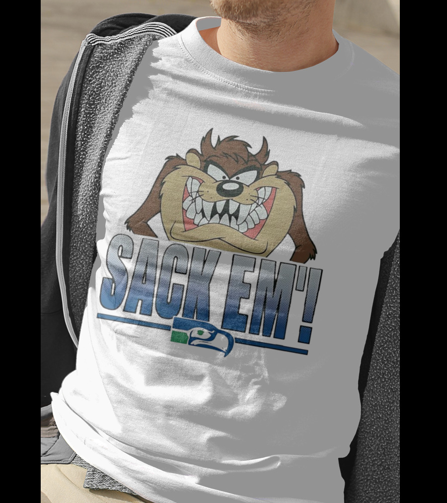 Looney Tunes Taz Sack Em Seattle Seahawks T-Shirt