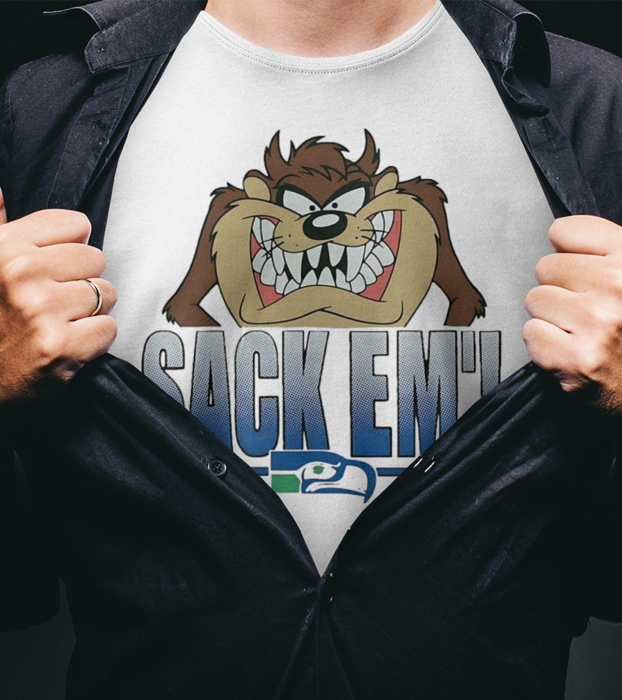 Looney Tunes Taz Sack Em Seattle Seahawks T-Shirt