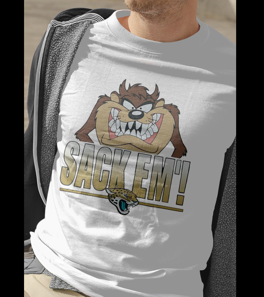 Looney Tunes Taz Sack Em Jacksonville Jaguars T-Shirt