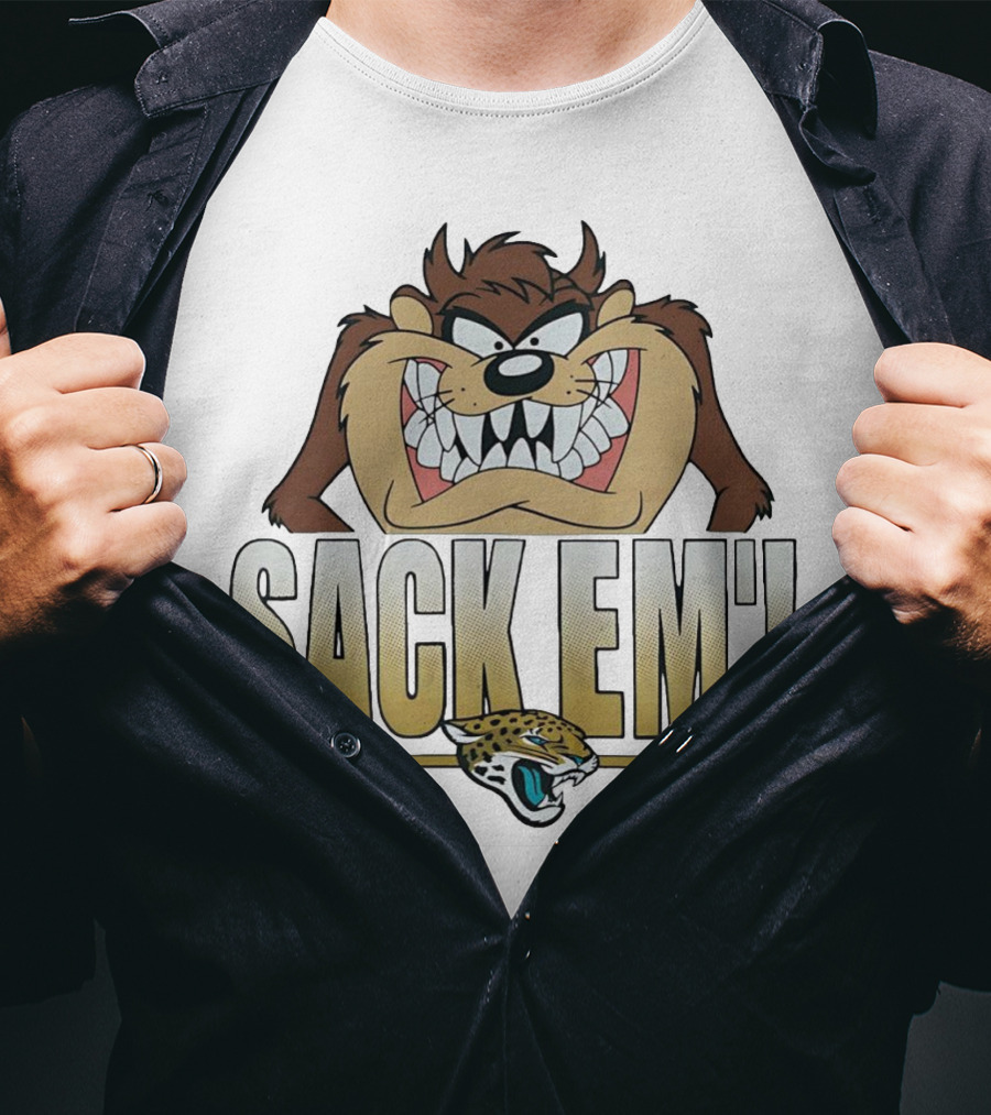 Looney Tunes Taz Sack Em Jacksonville Jaguars T-Shirt