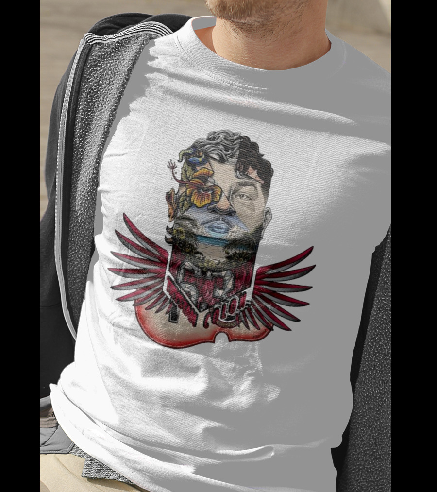 Trystan Colon Arizona Cardinals Herencia Latina Artful Portrait With Floral And Wing Elements T-Shirt