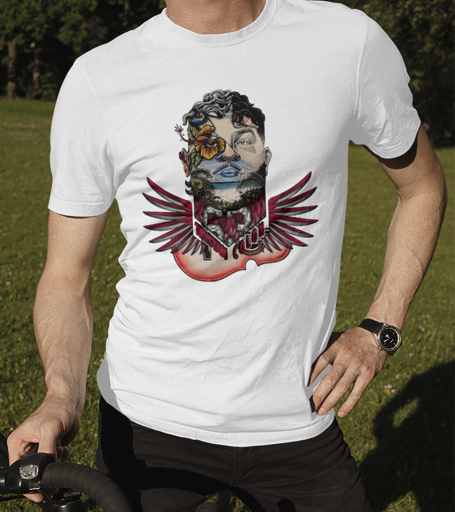Trystan Colon Arizona Cardinals Herencia Latina Artful Portrait With Floral And Wing Elements T-Shirt