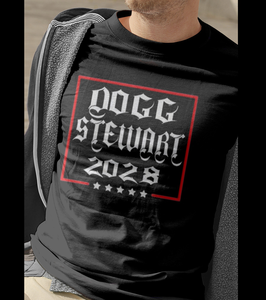 Dogg Stewart 2028 Campaign Theme With Stars And Red Border T-Shirt