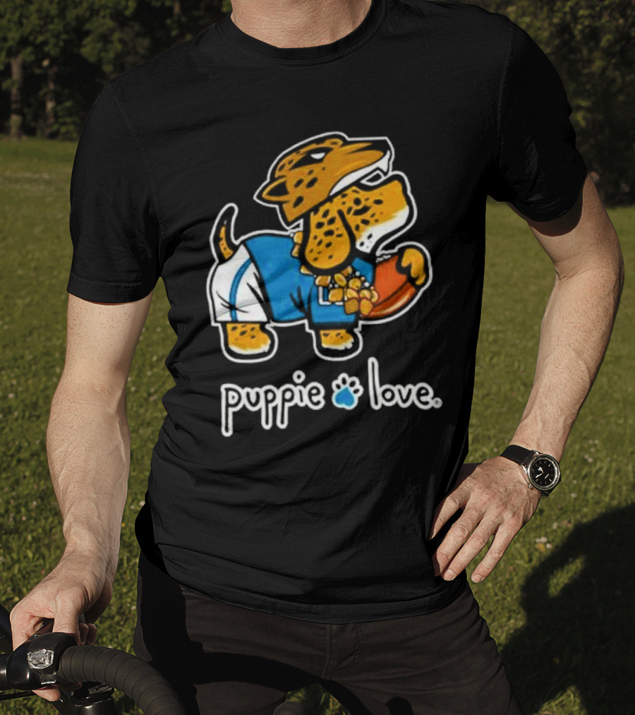 Jacksonville Jaguars Puppie Love Mascot Pup Football Fan T-Shirt