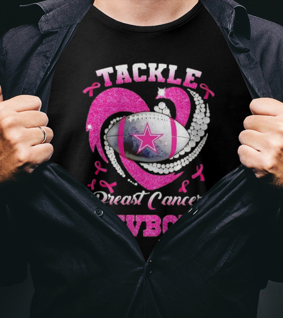 Tackle Breast Cancer Cowboy Football Pink Awareness T-Shirt