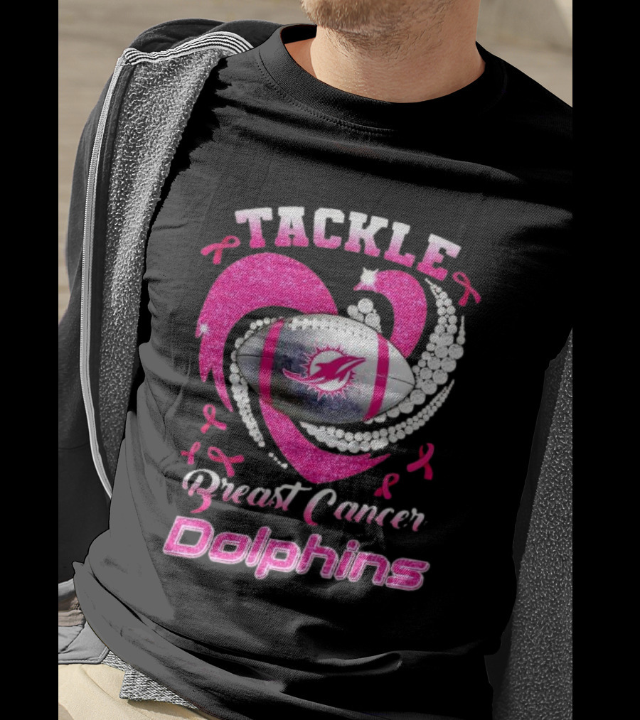 Tackle Breast Cancer Dolphins Football Awareness T-Shirt