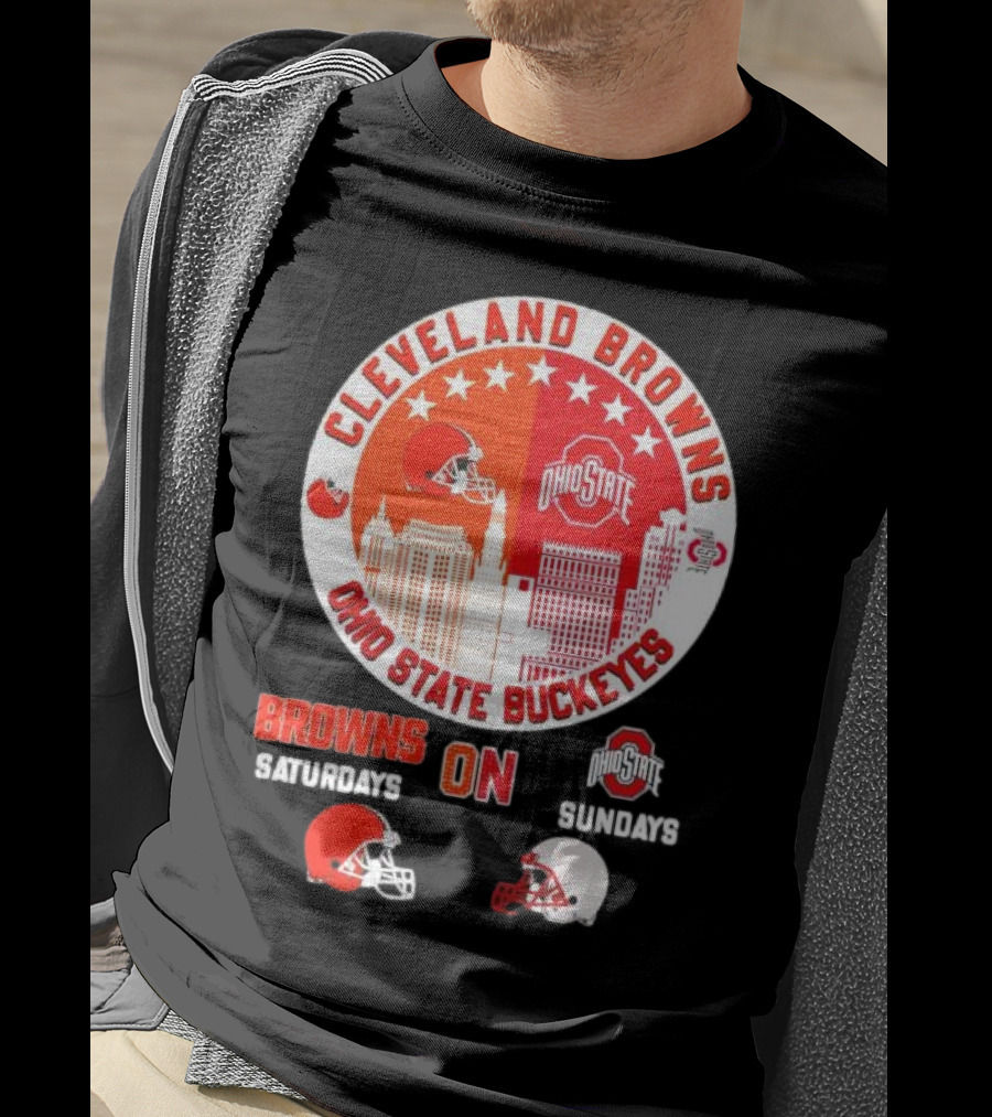 Cleveland Browns Ohio State Buckeyes Saturdays Sundays Circle City T-Shirt