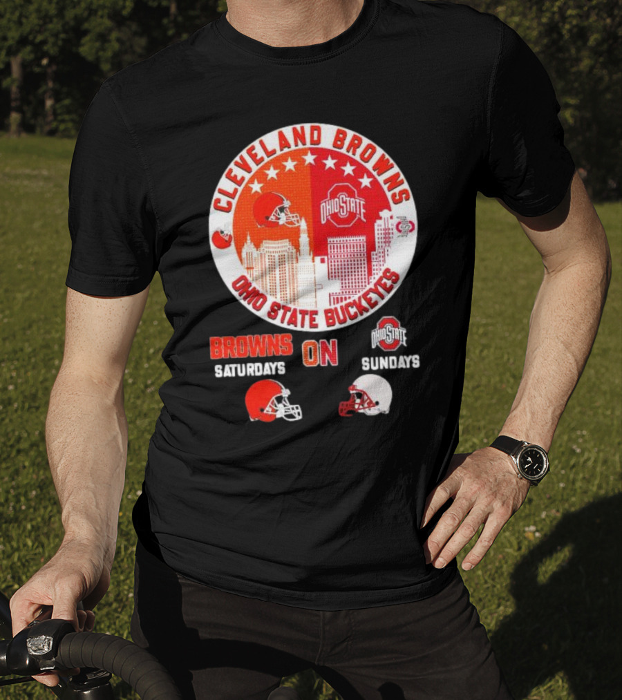Cleveland Browns Ohio State Buckeyes Saturdays Sundays Circle City T-Shirt