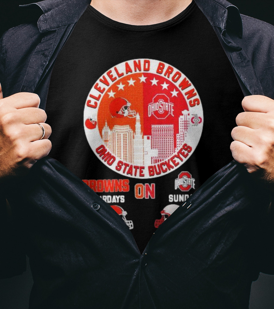 Cleveland Browns Ohio State Buckeyes Saturdays Sundays Circle City T-Shirt