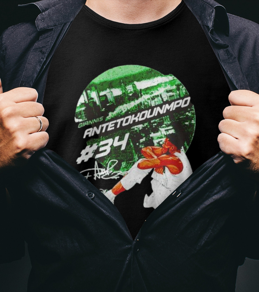 Giannis Antetokounmpo #34 Milwaukee Bucks Signature City Skyline T-Shirt