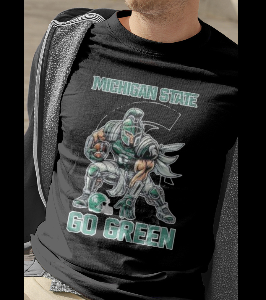 Michigan State Spartans Go Green Football Mascot T-Shirt