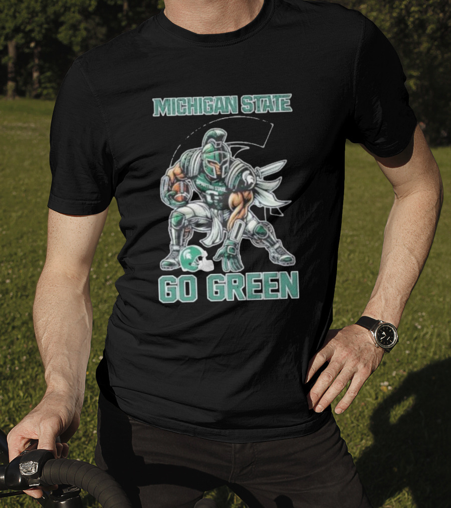 Michigan State Spartans Go Green Football Mascot T-Shirt