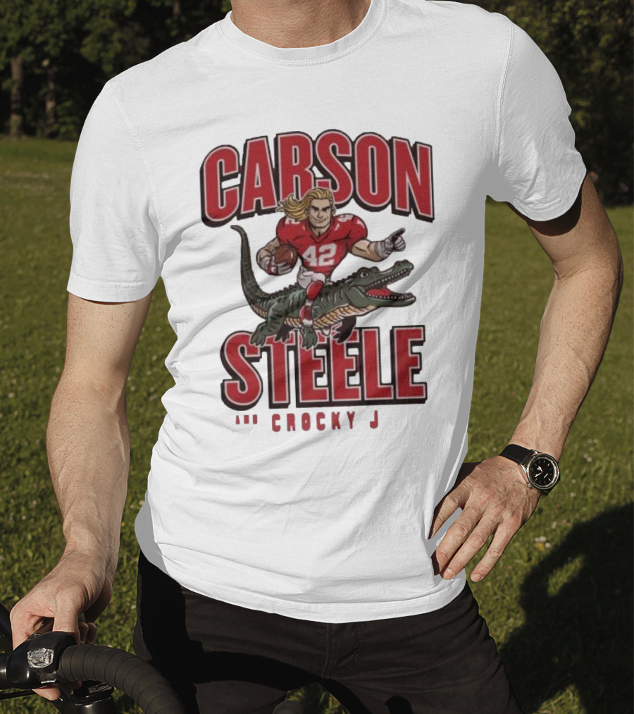Carson Steele Riding Crocky J Football Kansas City Chiefs T-Shirt