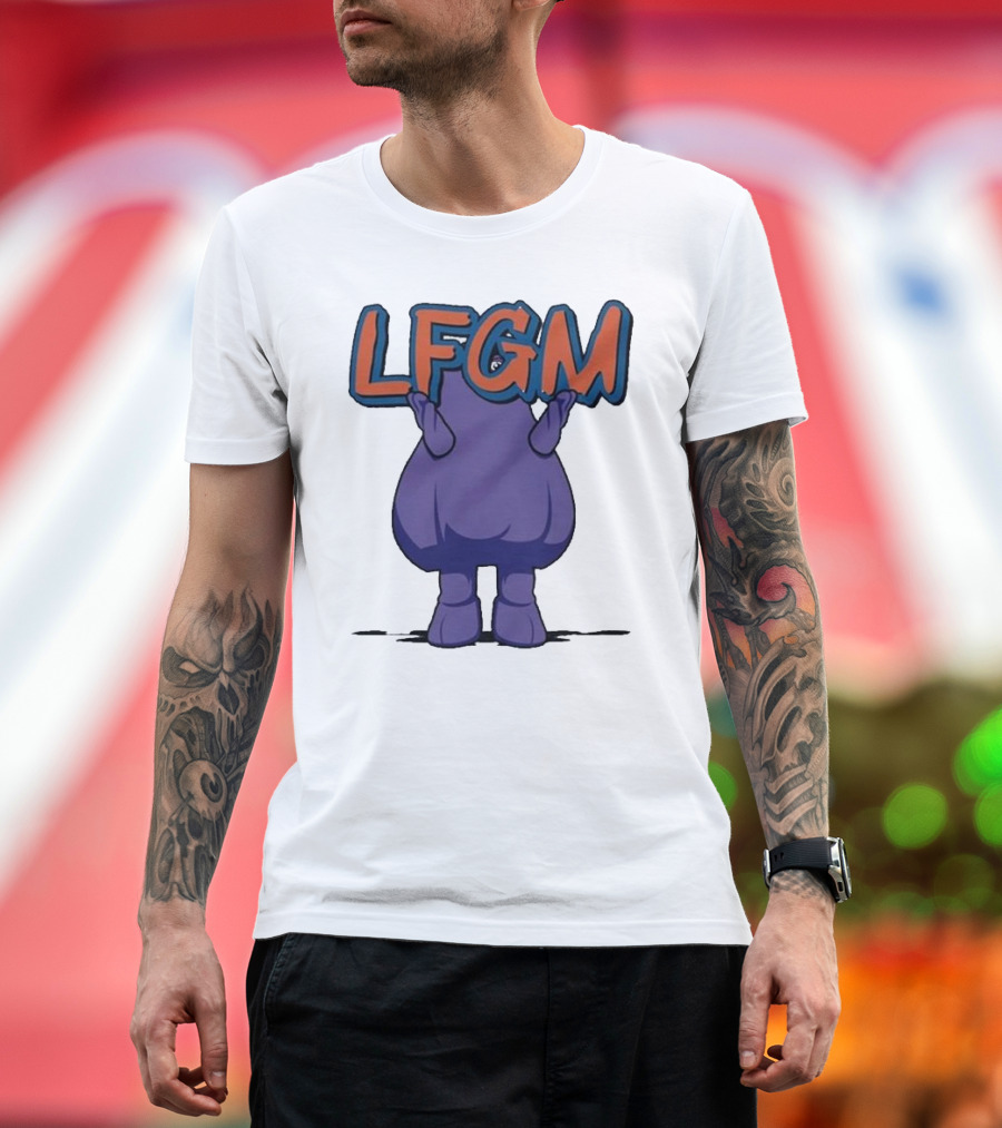 Grimace LFGM New York Mets Character Holding Letters T-Shirt