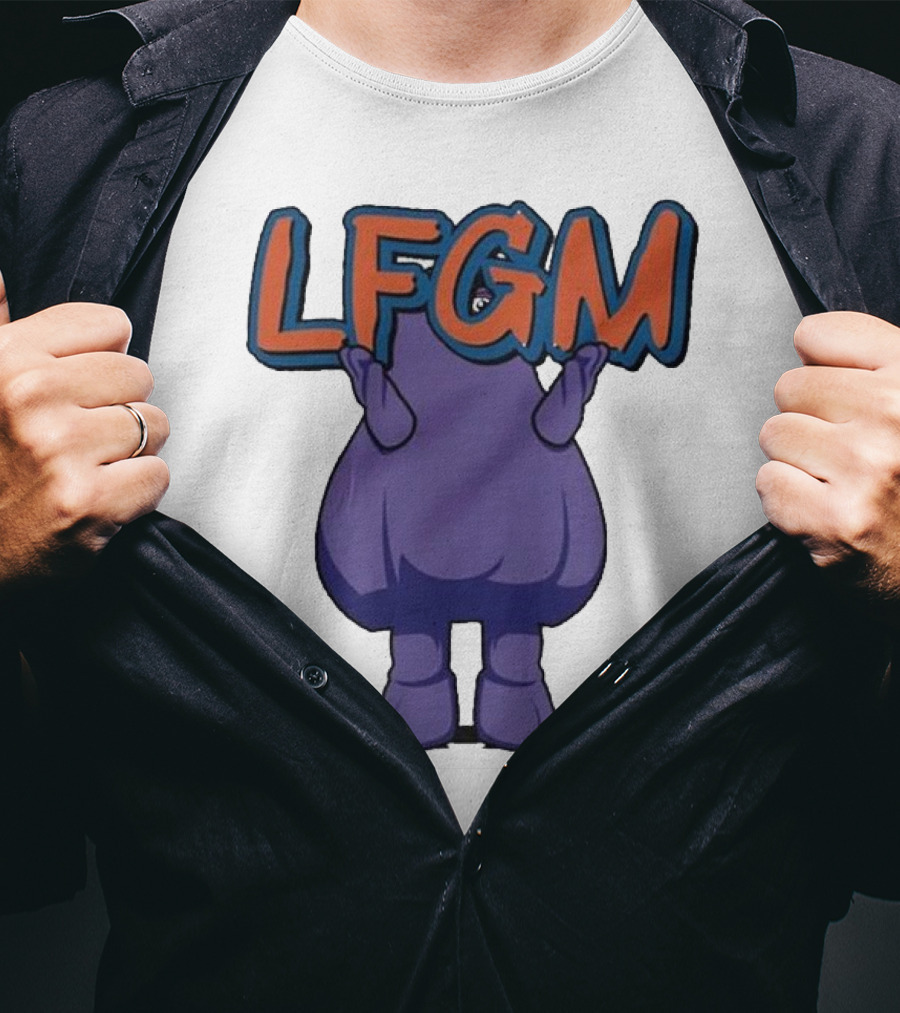 Grimace LFGM New York Mets Character Holding Letters T-Shirt