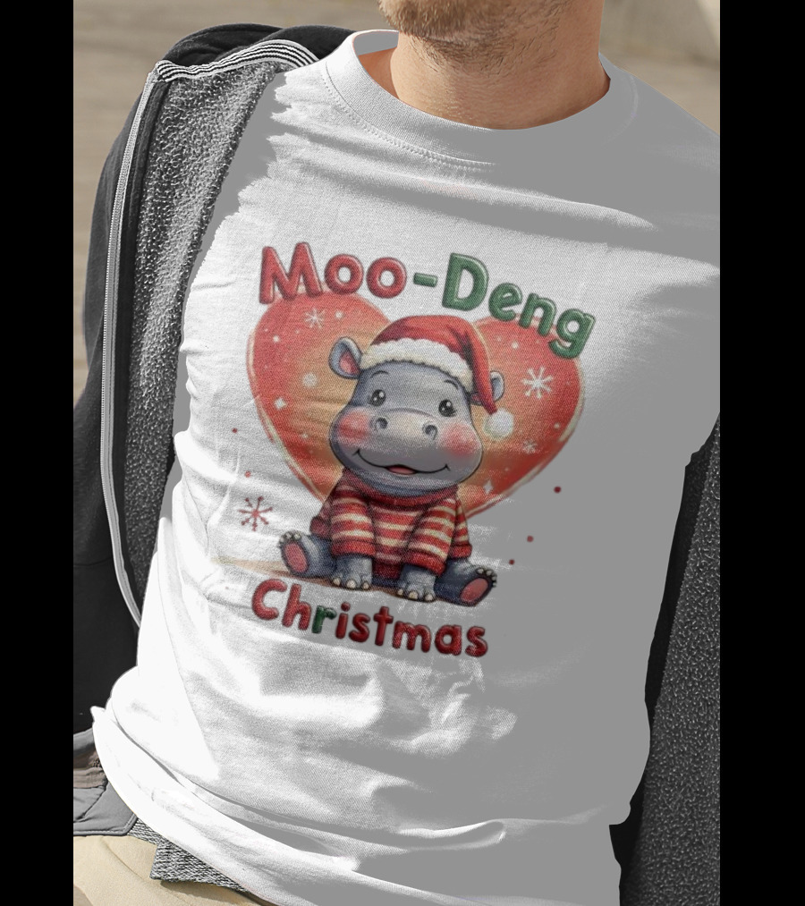 Moo-Deng Hippo Santa Christmas T-Shirt