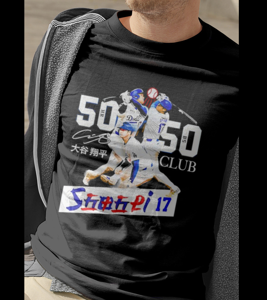 Shohei Ohtani 50 HR 50 SB Club Signature Dodgers 17 T-Shirt