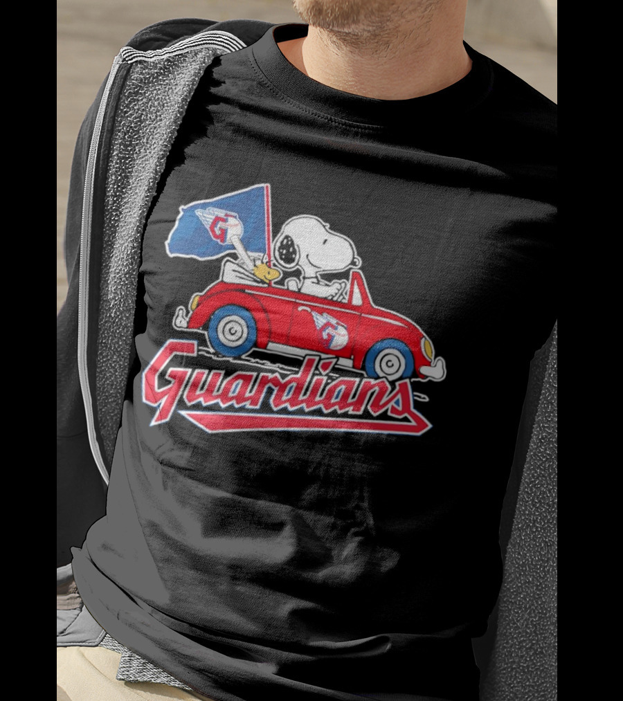Snoopy And Woodstock Driving Guardians Car Cleveland Guardians T-Shirt