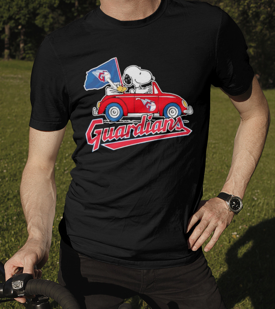 Snoopy And Woodstock Driving Guardians Car Cleveland Guardians T-Shirt
