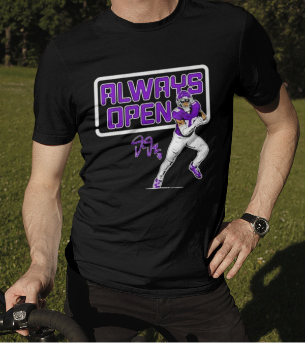 Always Open Justin Jefferson Minnesota Vikings 18 Signature T-Shirt