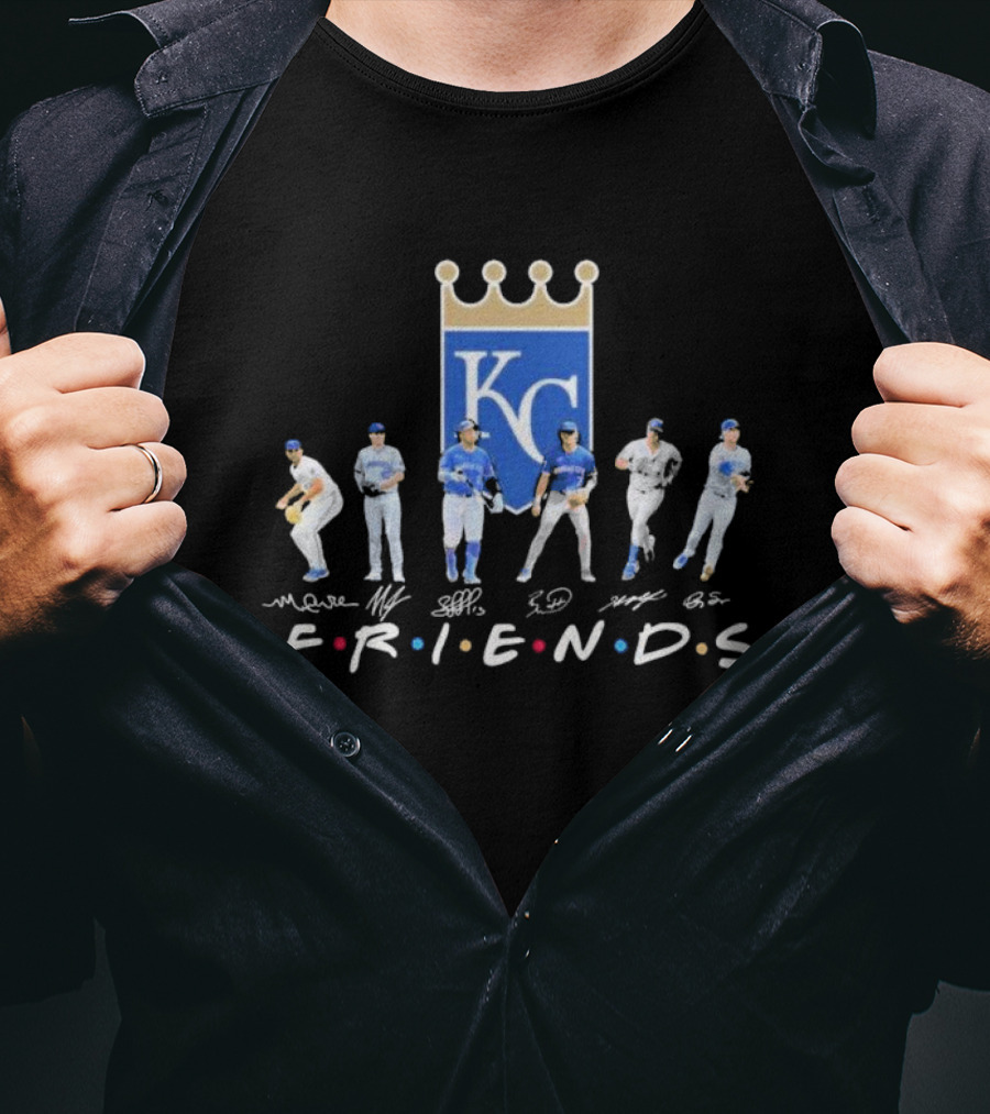Friends Kansas City Royals Players KC Logo Signatures T-Shirt