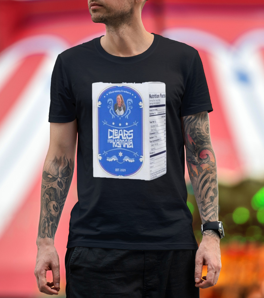 Fundraising Crackers Clears for Kamala EST 2024 Nutrition Facts T-Shirt