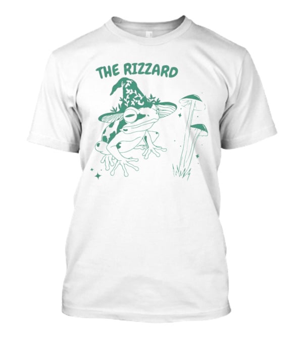 The Rizzard Mage Frog With Magic Hat And Mushrooms T-Shirt
