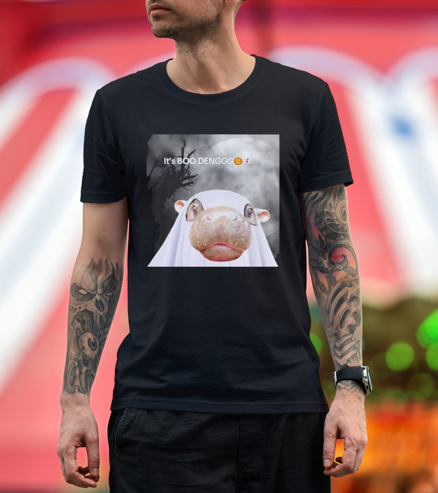 It’s BOO DENGGG Hippo Ghost Halloween Moon Tree T-Shirt