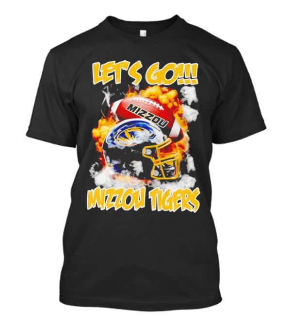Let's Go Mizzou Tigers Football Helmet Fireball T-Shirt