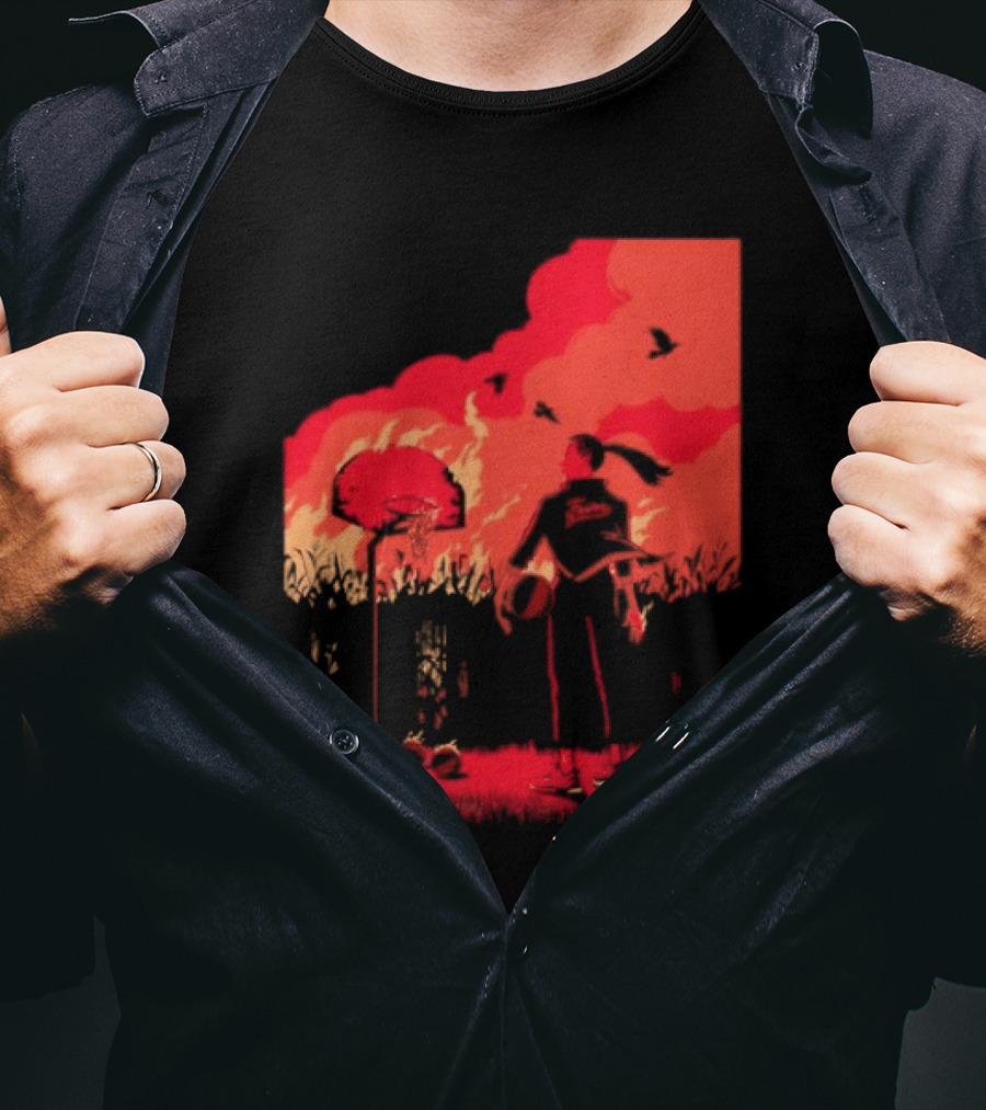 ROTY Caitlin Clark Indiana Fever Cartoon Basketball Scene T-Shirt