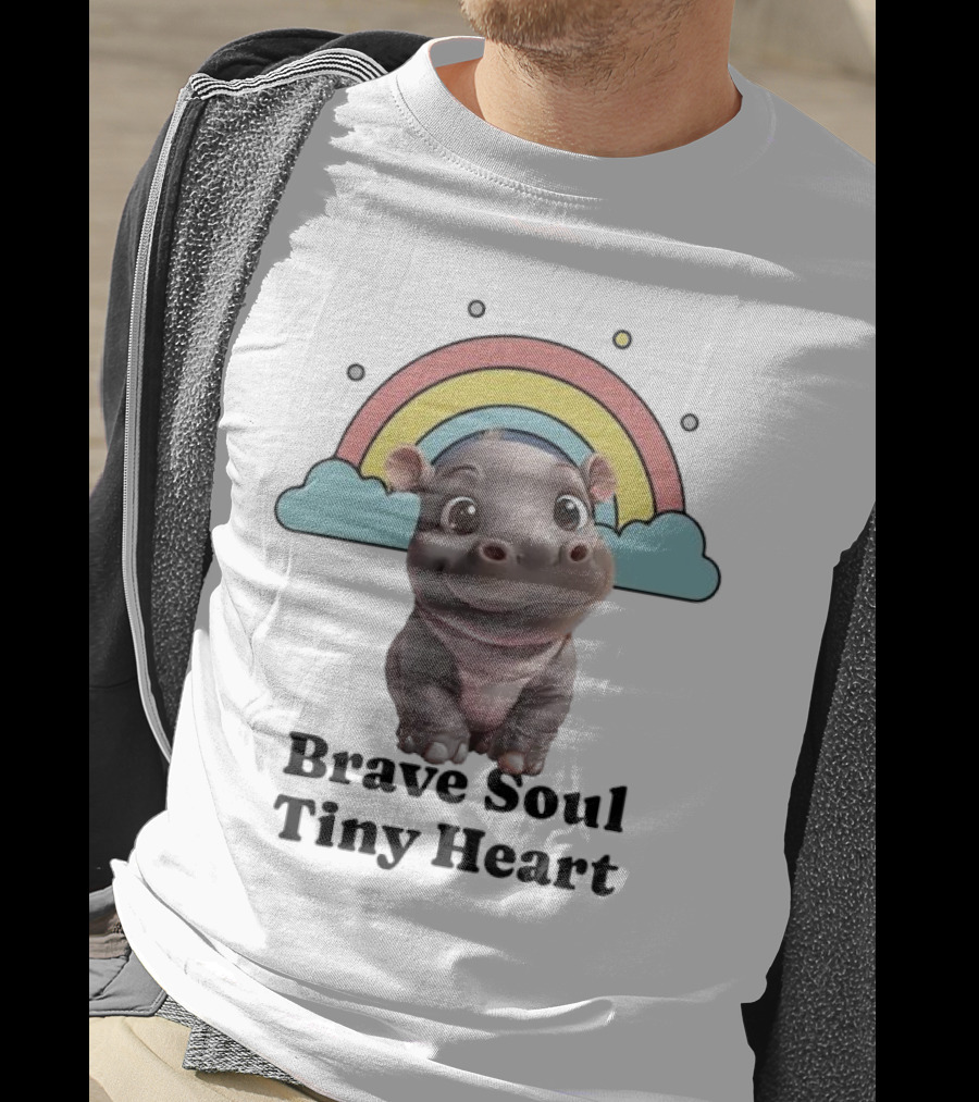 Brave Soul Tiny Heart Hippo With Rainbow T-Shirt