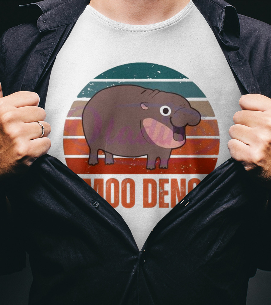 Retro Sunset Moo Deng Pygmy Hippo T-Shirt