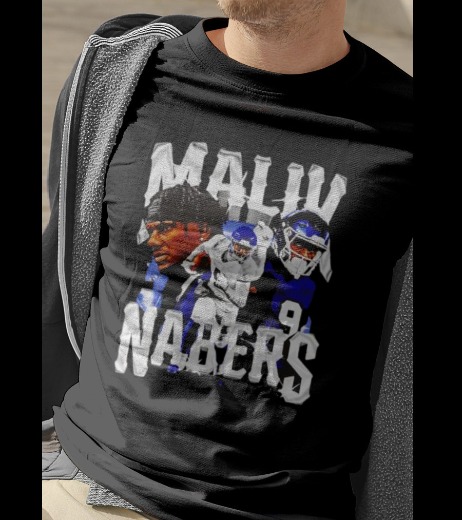 Malik Nabers New York Giants Football Player Collage T-Shirt