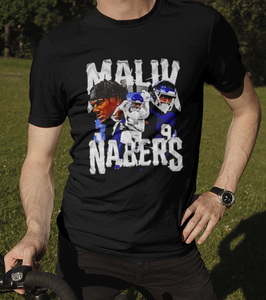 Malik Nabers New York Giants Football Player Collage T-Shirt