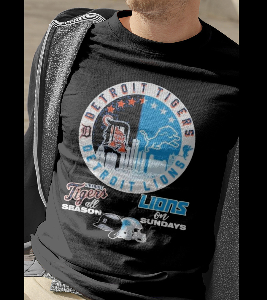 Detroit Tigers Detroit Lions All Season On Sundays T-Shirt