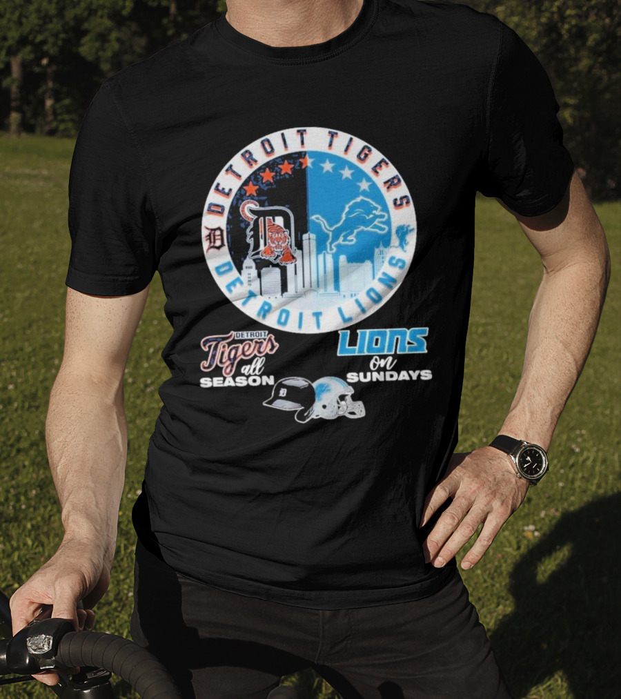 Detroit Tigers Detroit Lions All Season On Sundays T-Shirt