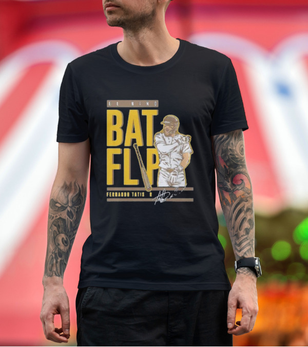 Premium T-Shirt: El Nino Bat Flip Fernando Tatis Jr. Signature San Diego Padres T-Shirt El Nino Bat Flip Fernando Tatis Jr. Signature San Diego Padres T-Shirt