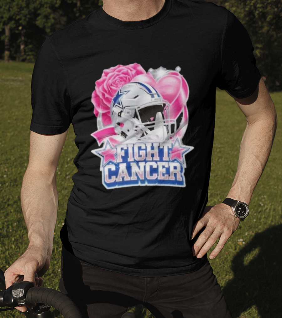 Dallas Cowboys Fight Breast Cancer Awareness Rose Pink Heart Helmet T-Shirt
