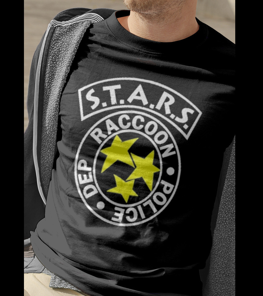 S.T.A.R.S. Raccoon Police Department Logo With Yellow Stars T-Shirt