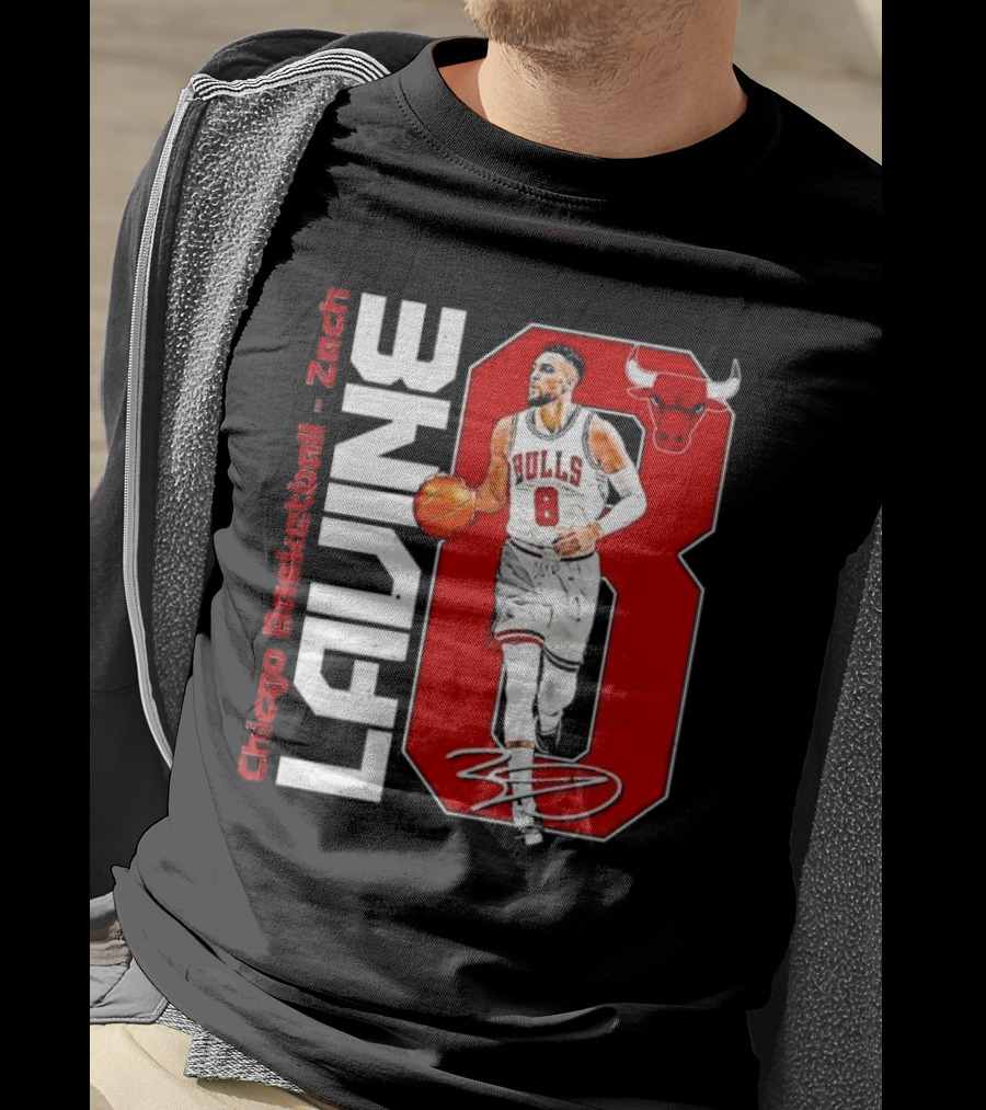 Zach Lavine Chicago Basketball Bulls Number 8 Signature T-Shirt