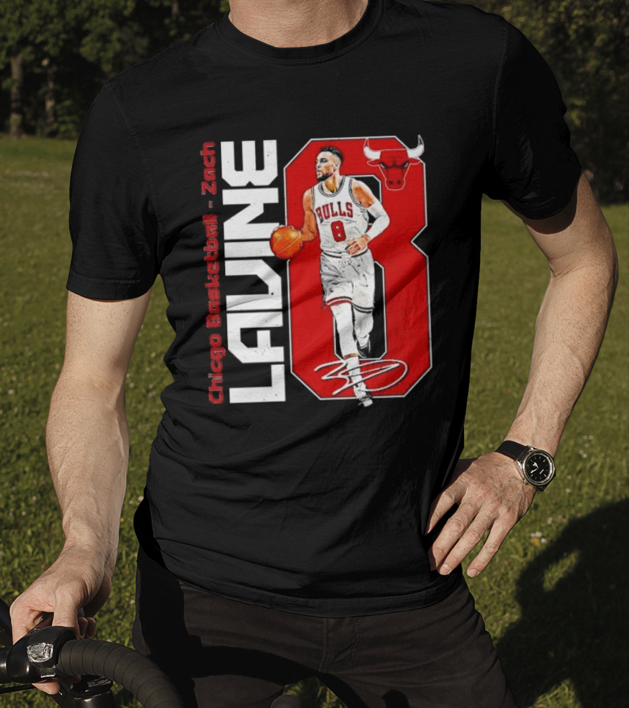Zach Lavine Chicago Basketball Bulls Number 8 Signature T-Shirt