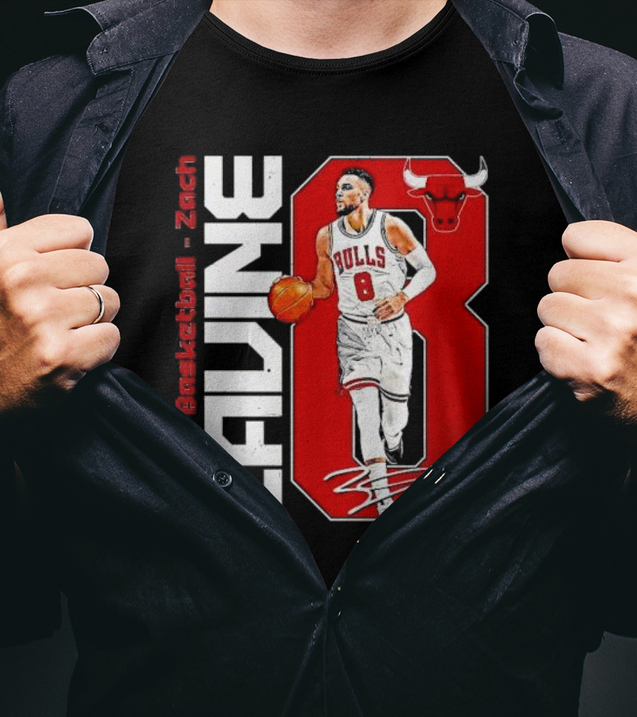Zach Lavine Chicago Basketball Bulls Number 8 Signature T-Shirt