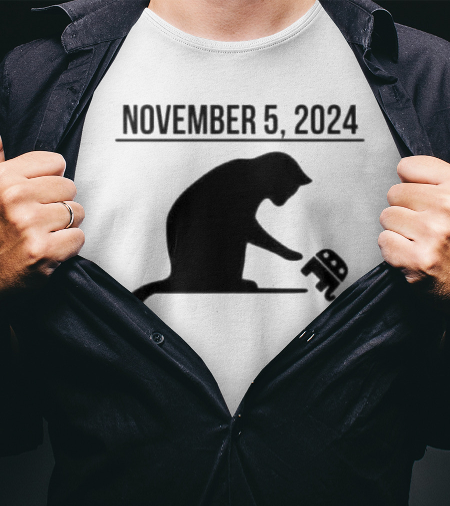 Cat Lady Knocking Republican Elephant November 5 T-Shirt