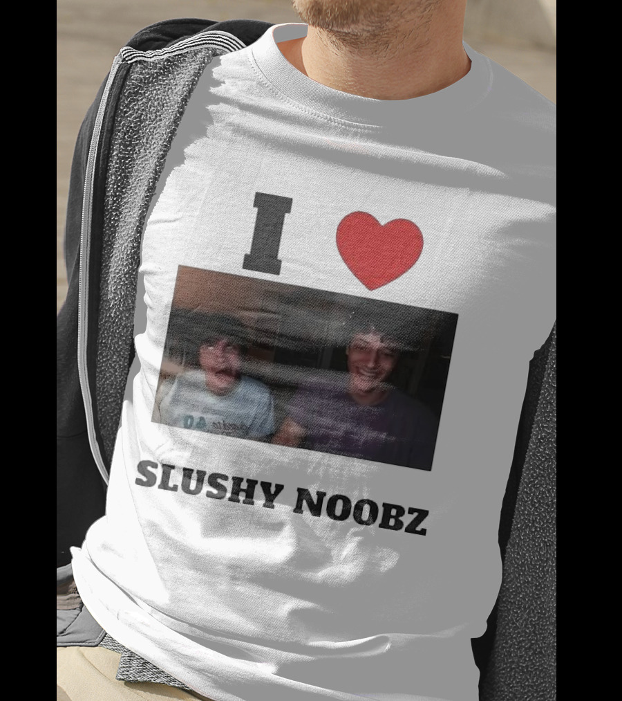 I Love Slushy Noobz Funny Duo Smiling Photo T-Shirt